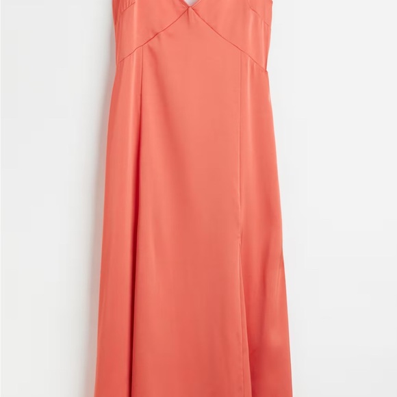 H&M V-NECK SATIN SLIP DRESS, coral size xL - Picture 1 of 6